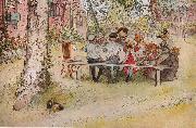 Carl Larsson Frukost under stora bjorken china oil painting artist